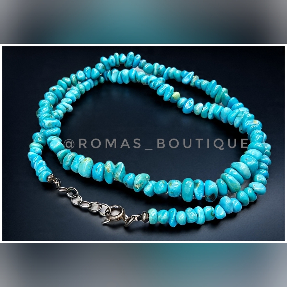 Blue Stone And Sterling Silver Beaded Necklace
